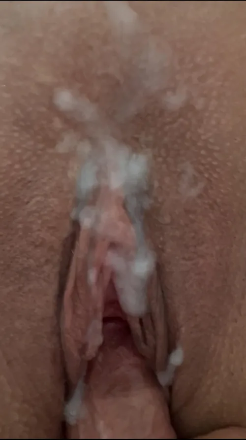 Pushing my cum inside with just the tip