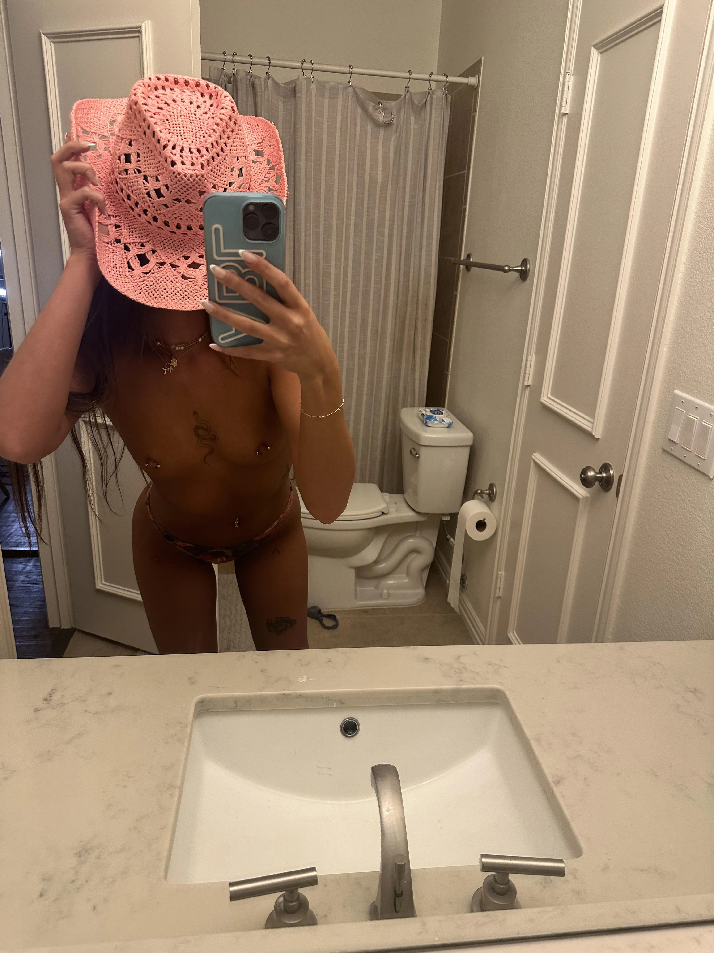 half way bent over just waiting for you to get behind me and push my lower back to fuck me over the sink ;)