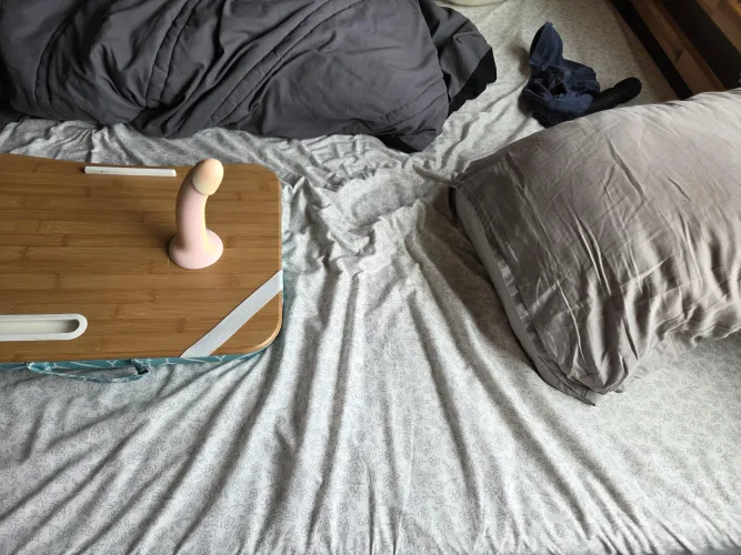 girlie who wanna use suction cup dildos in bed- get a lap desk
