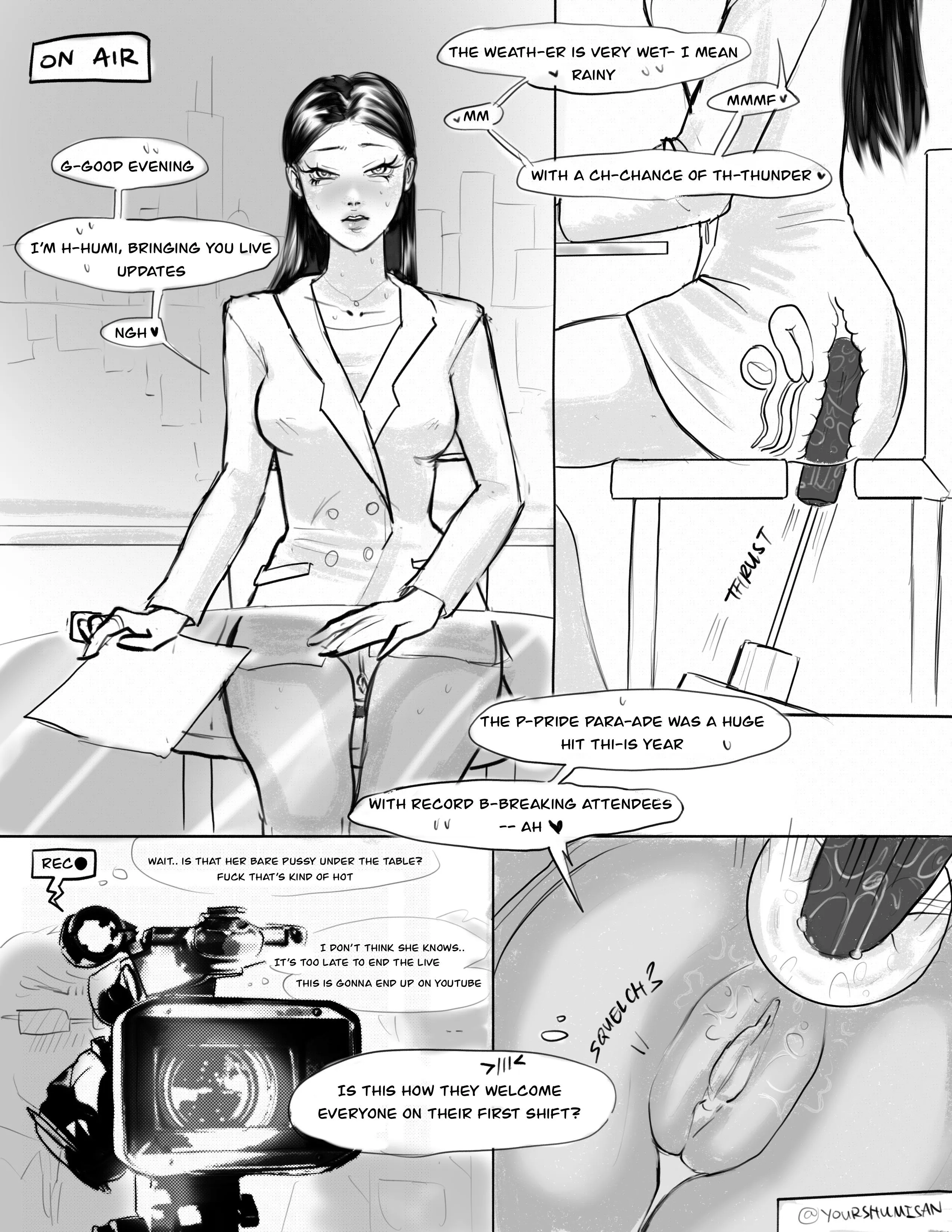 Humi's first anchorwoman broadcast (yourshumisan)