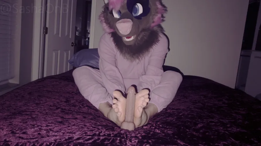 Your femboy wolf bf trying to practice pawjobs~ (FULL VID ON PHUB)