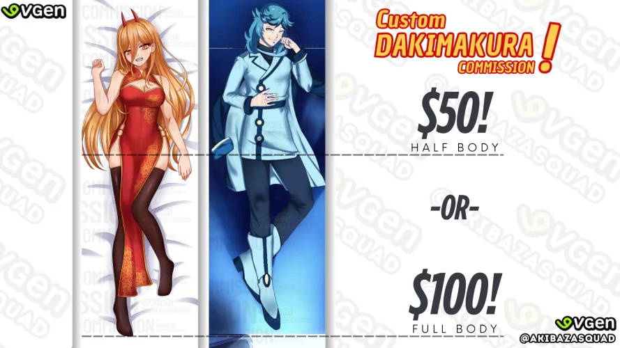 Commission Open! I Offer Custom Dakimakura Designs! Check The Post For More Info!