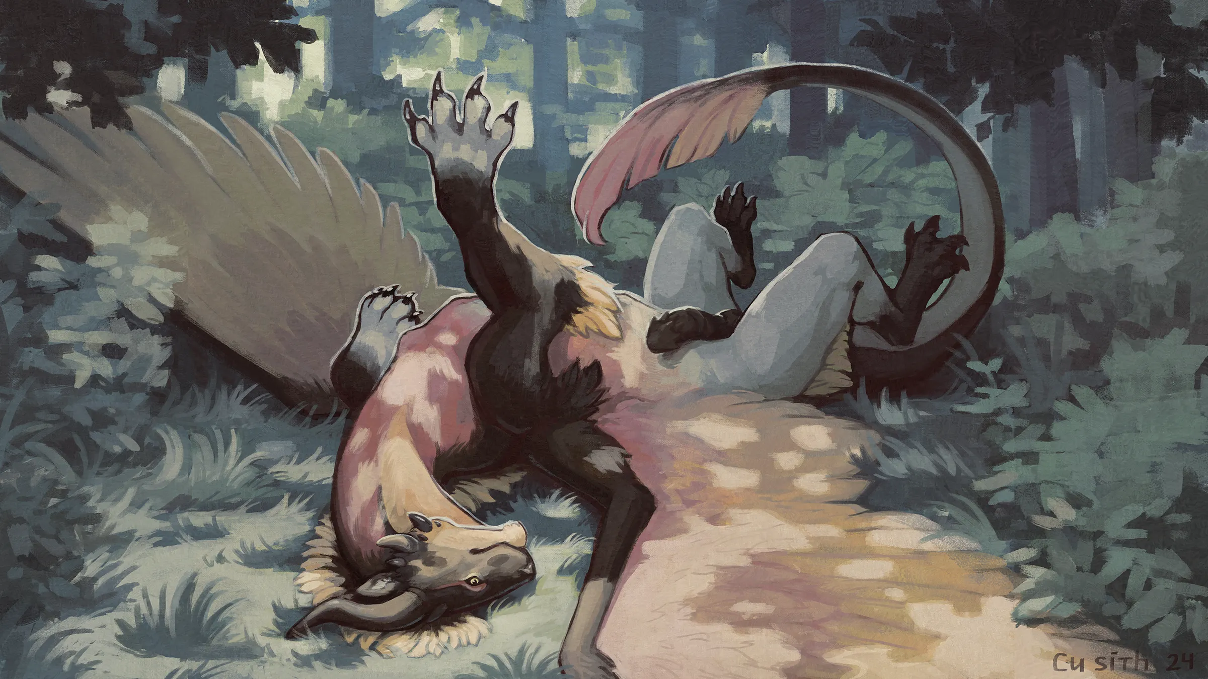 Relaxing on a sultry day [nsfw] (cu_sith_(artist)) [M]