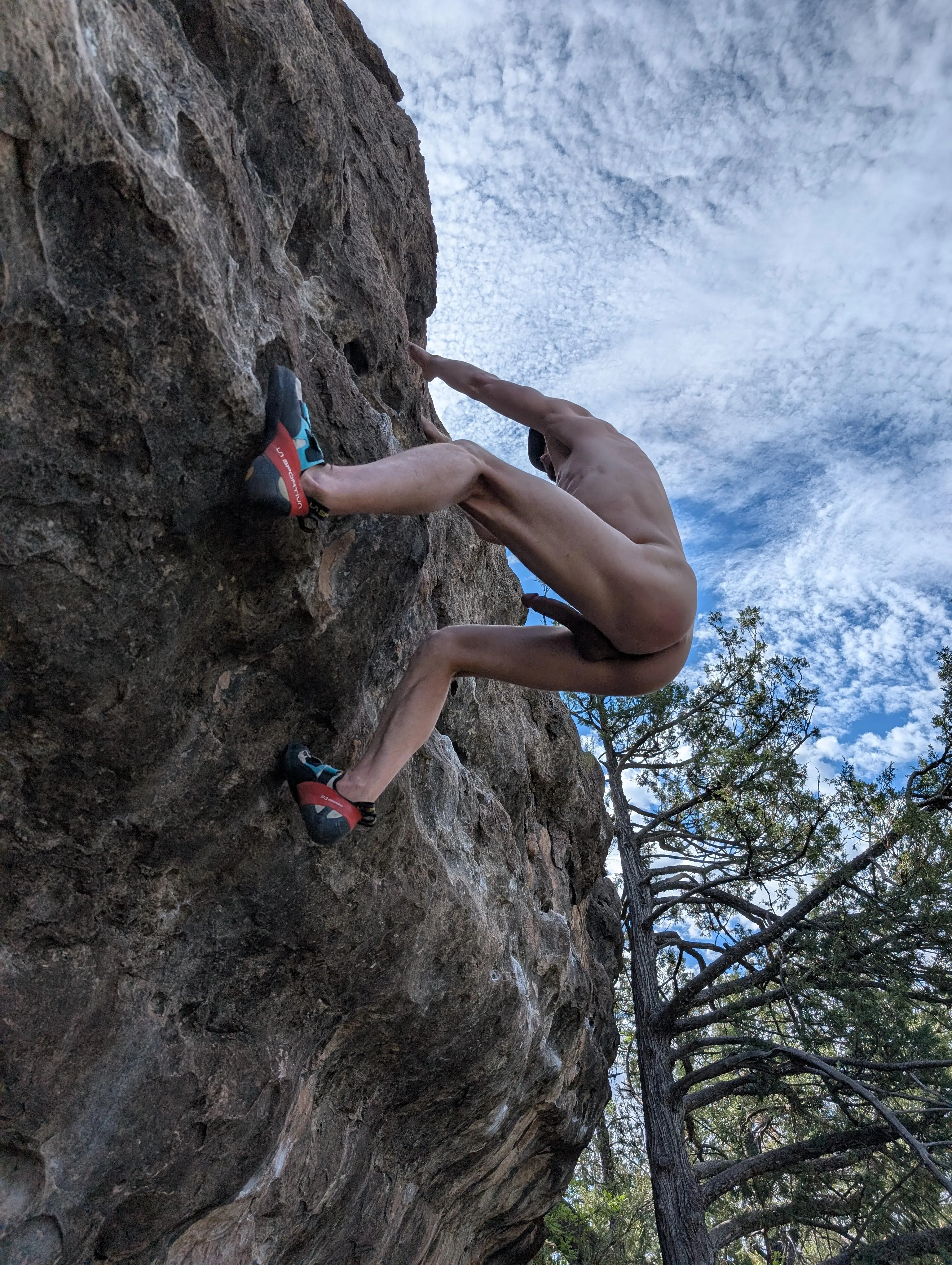 Rock climbing with a big boner!