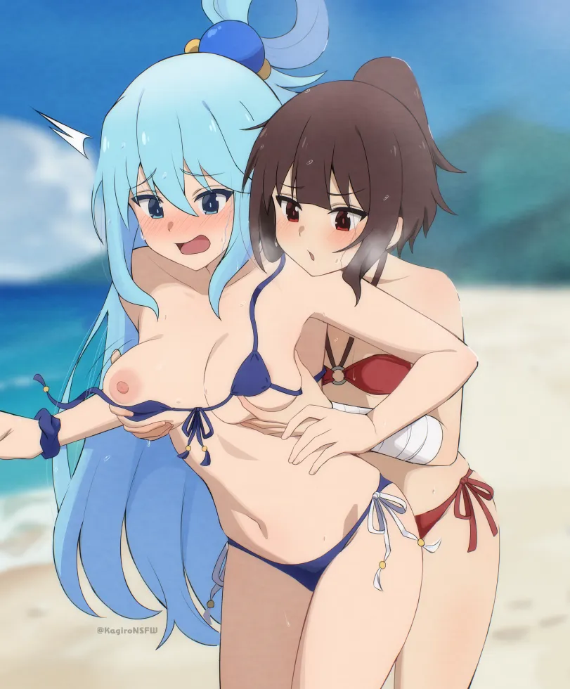 KonoSuba Beach Exposure (by kagironsfw)