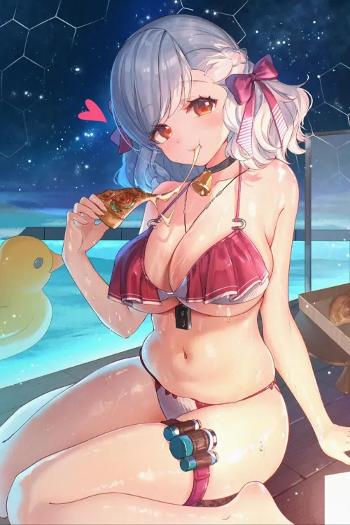 Sabrina eating some cheesy pizza [Girls' Frontline]