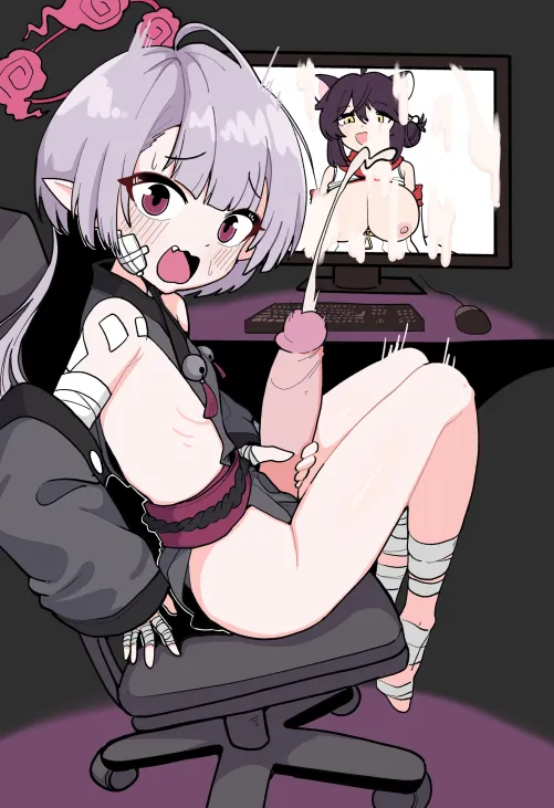 Yabuki Shuro getting caught in the moment jorkin' it to Kaede's big boobs (@imnot_mago)