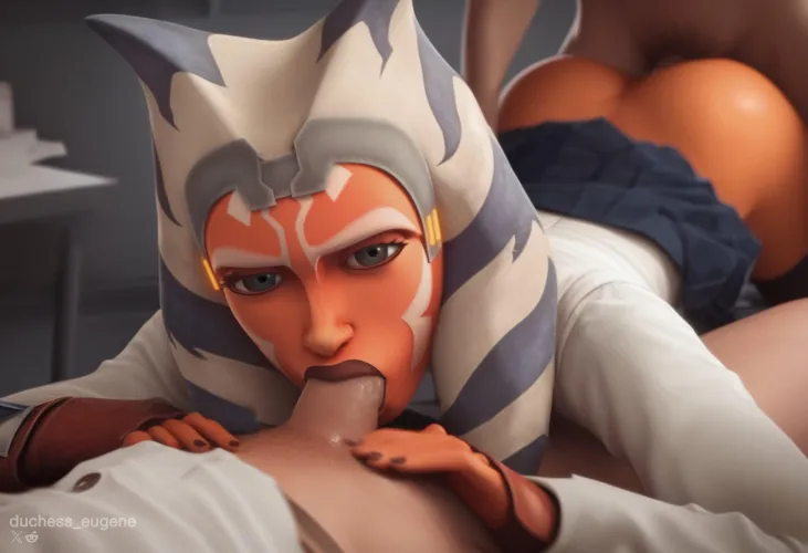 Ahsoka caught in a steamy moment (@duchess_eugene)
