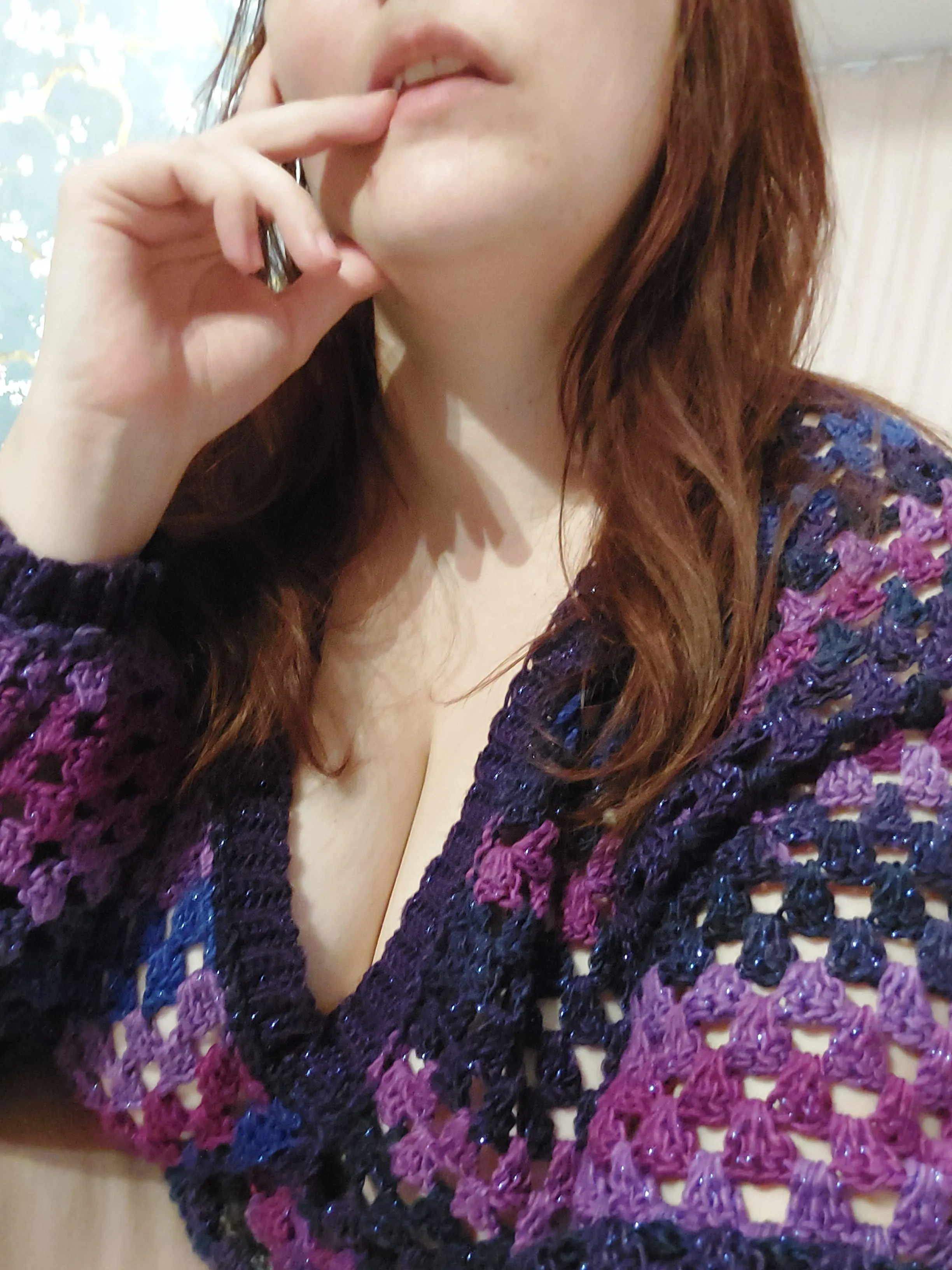 Just enough sweater to stay warm… and just enough cleavage to keep things interesting. 😉🧶