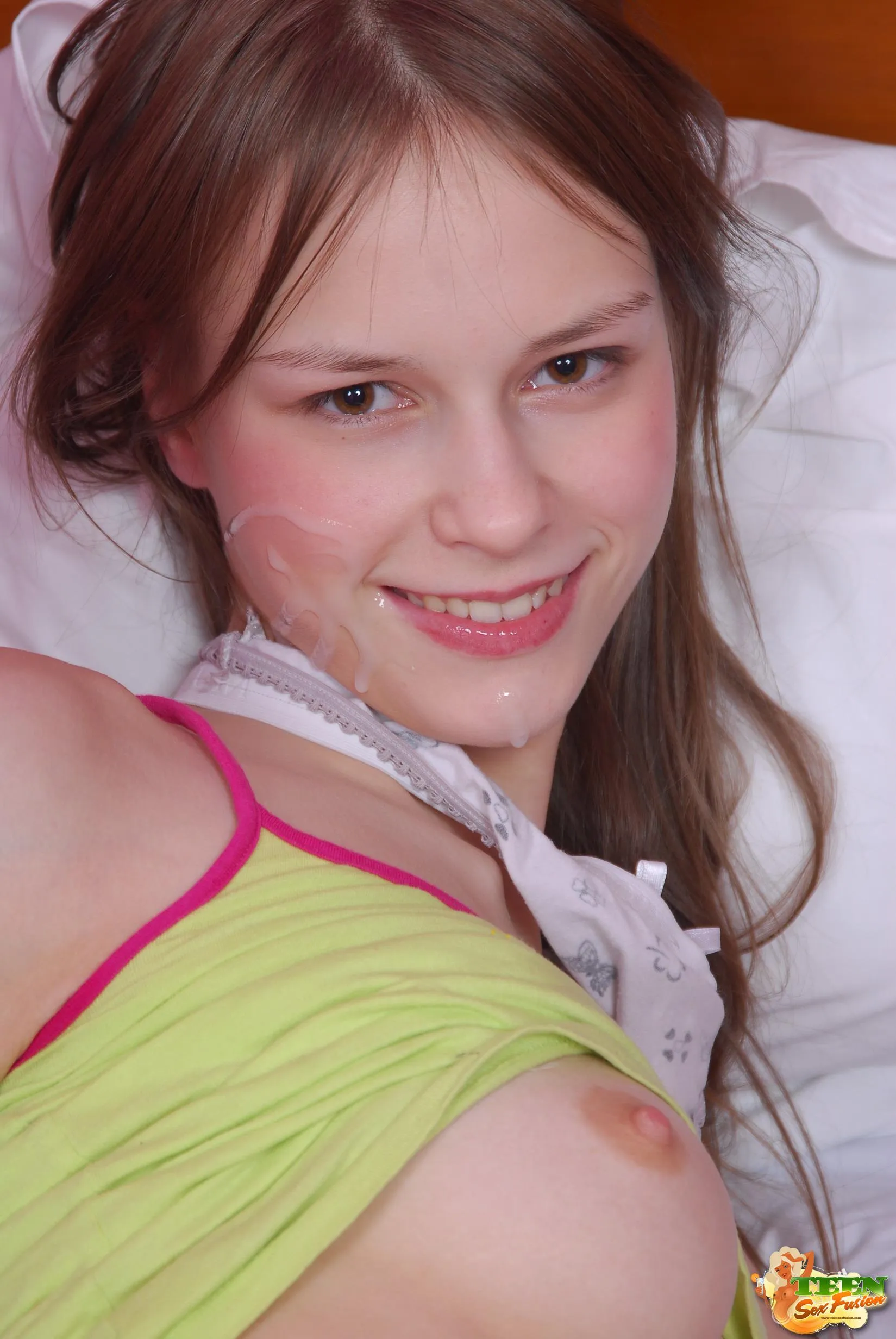 Pretty with cum on her face