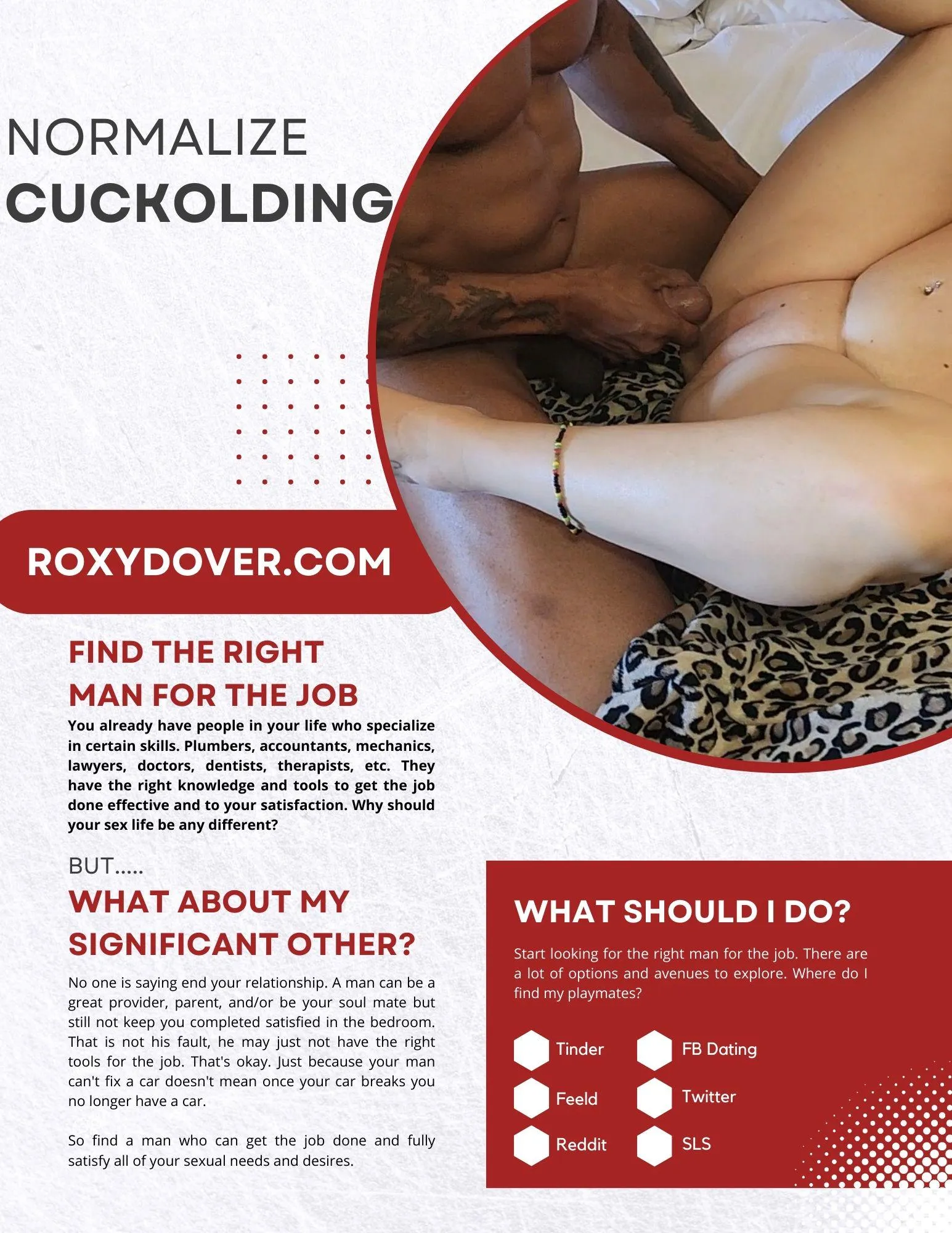 Sex should be enjoyed in any manner 2 (or more) consenting adults enjoy. NormalizeCuckolding.com