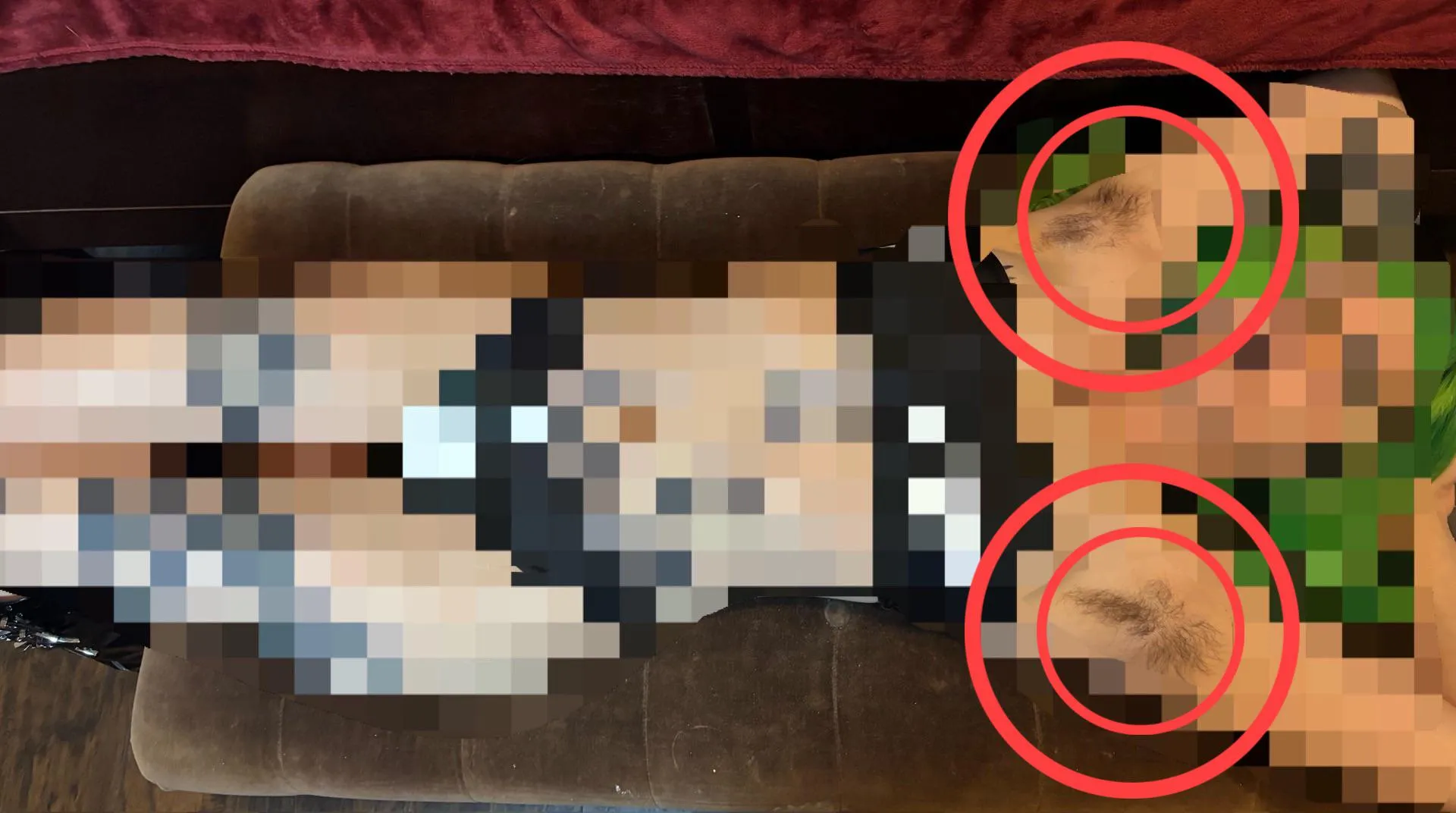 The only tits you get to look at are circled hairy pits.