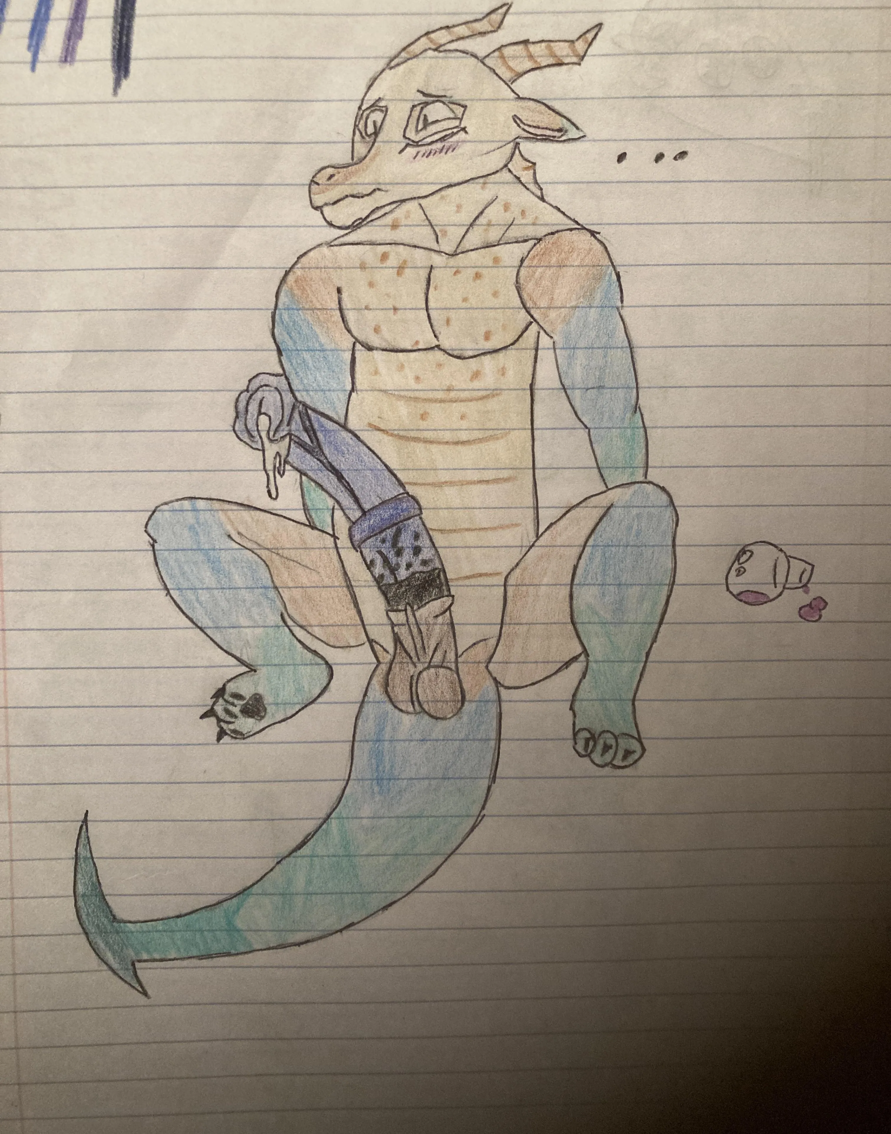 Drew my dragon sona Tóki as a kobold (with an unintended addition) [M] (Myself)
