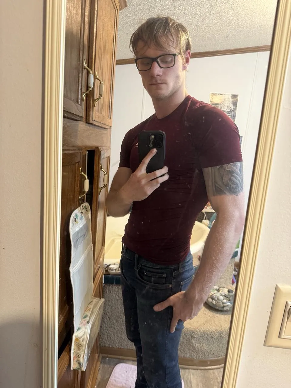 Gotta tell you this body is treating me really well. Pinned him down in the kitchen, ripped his pants off, and slipped right between those sexy ass cheeks of his. Slurped right inside and took him over like it was nothing. Now I pilot this hunk of meat.