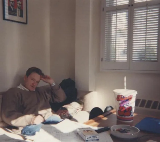Conan O'Brien in 1992 hanging out in The Simpsons' writers offices with classic Camel Blue's