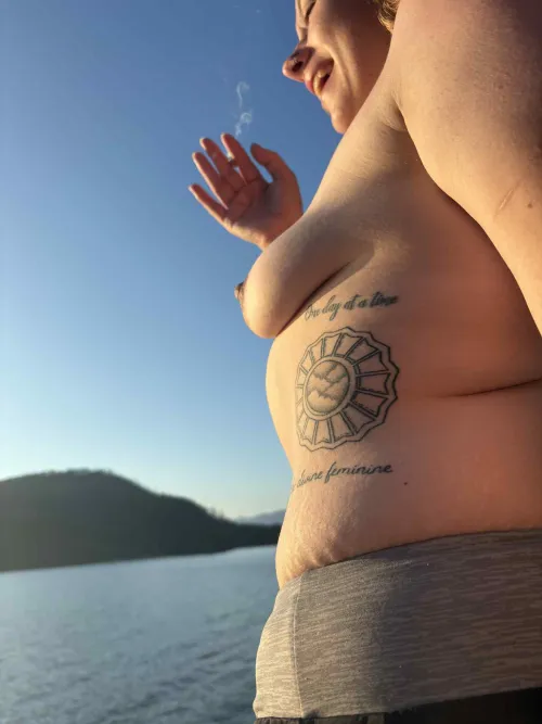 Shirtless on the lake