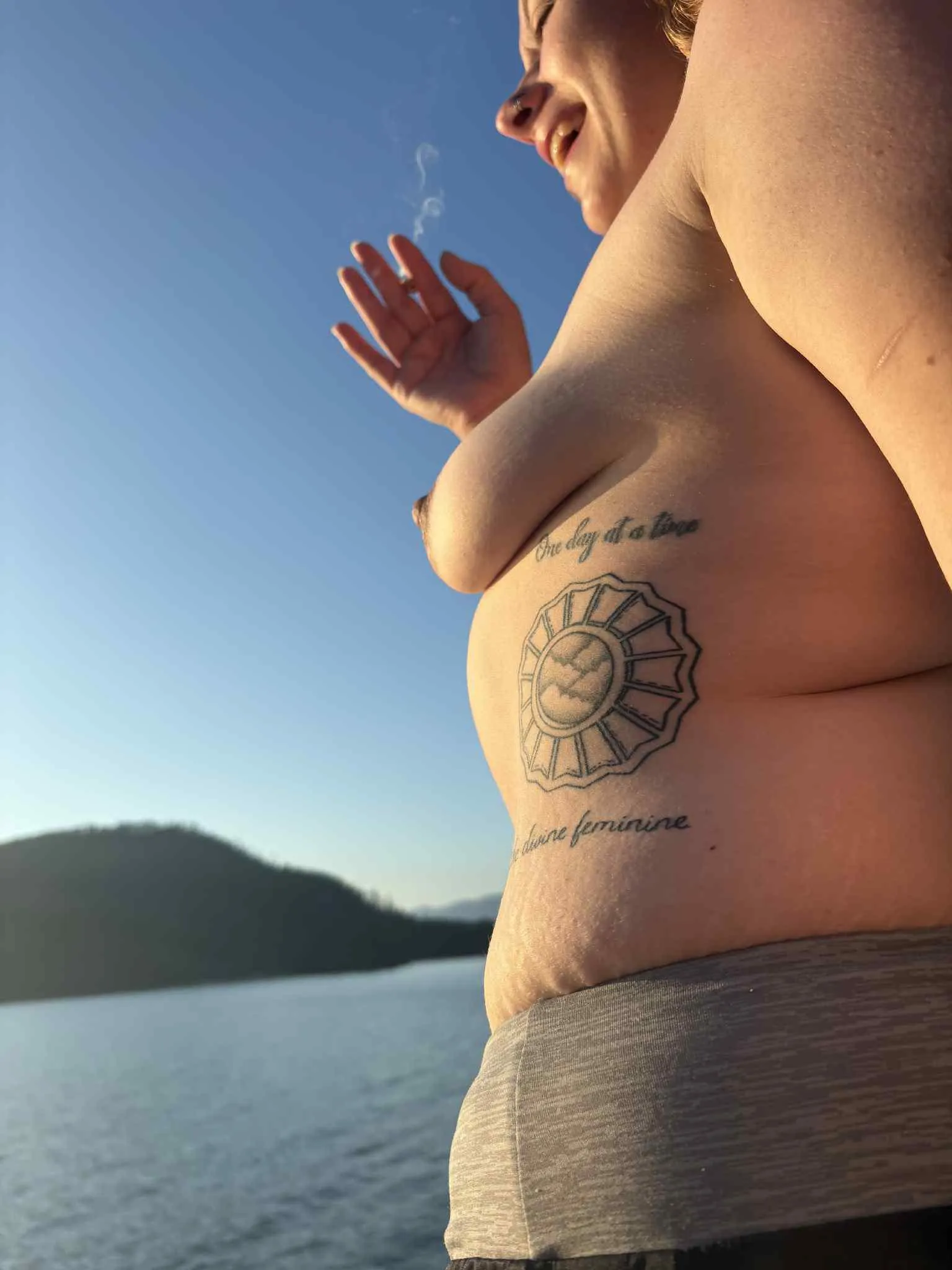 Shirtless on the lake