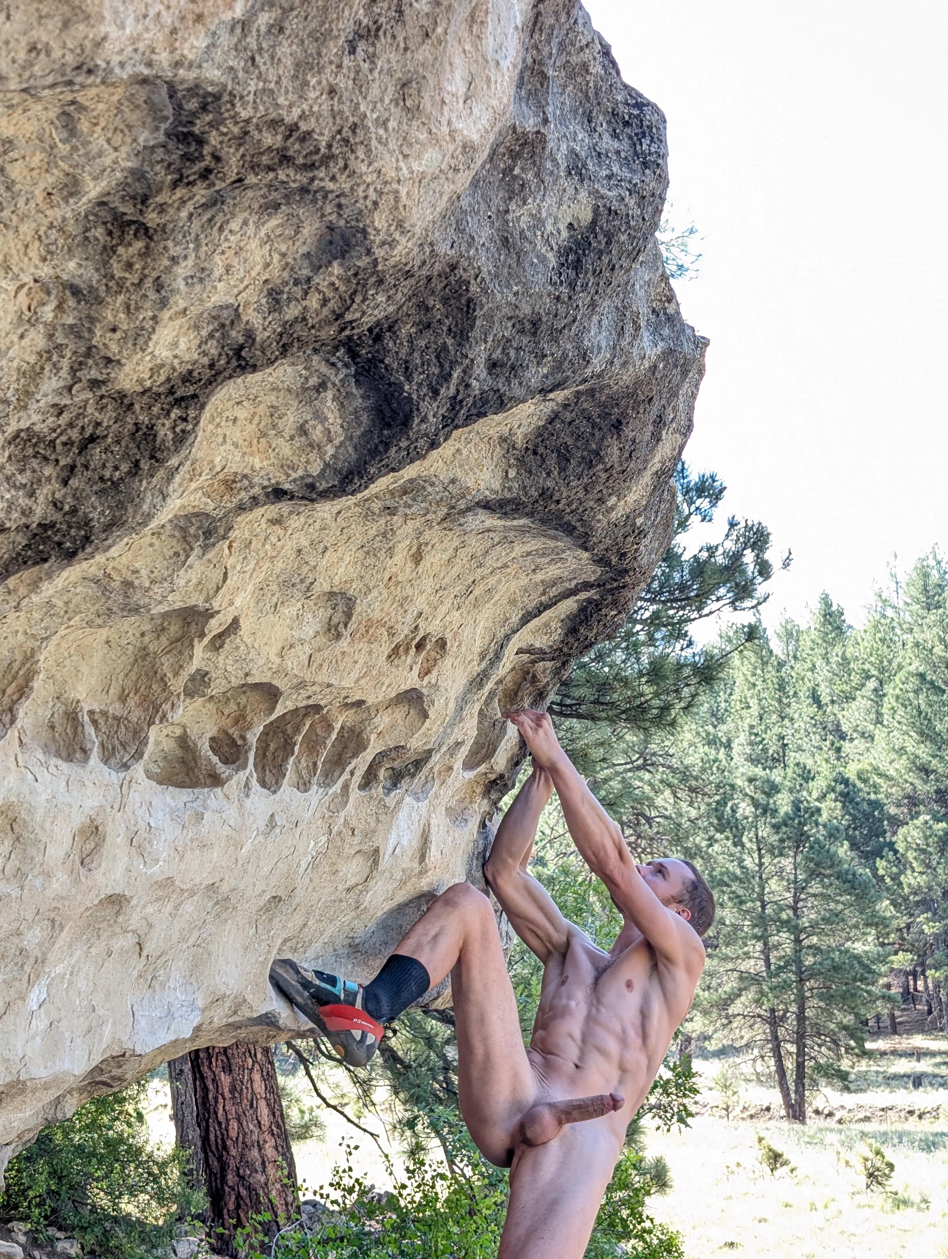 Climbing naked and rock hard