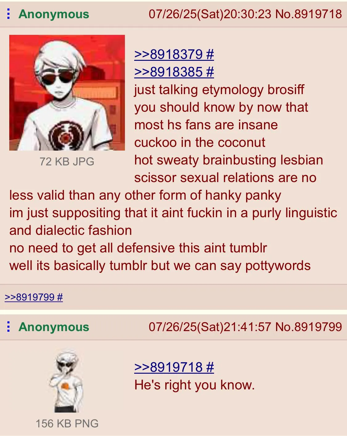 Dave discussing the semantics of lesbian sex