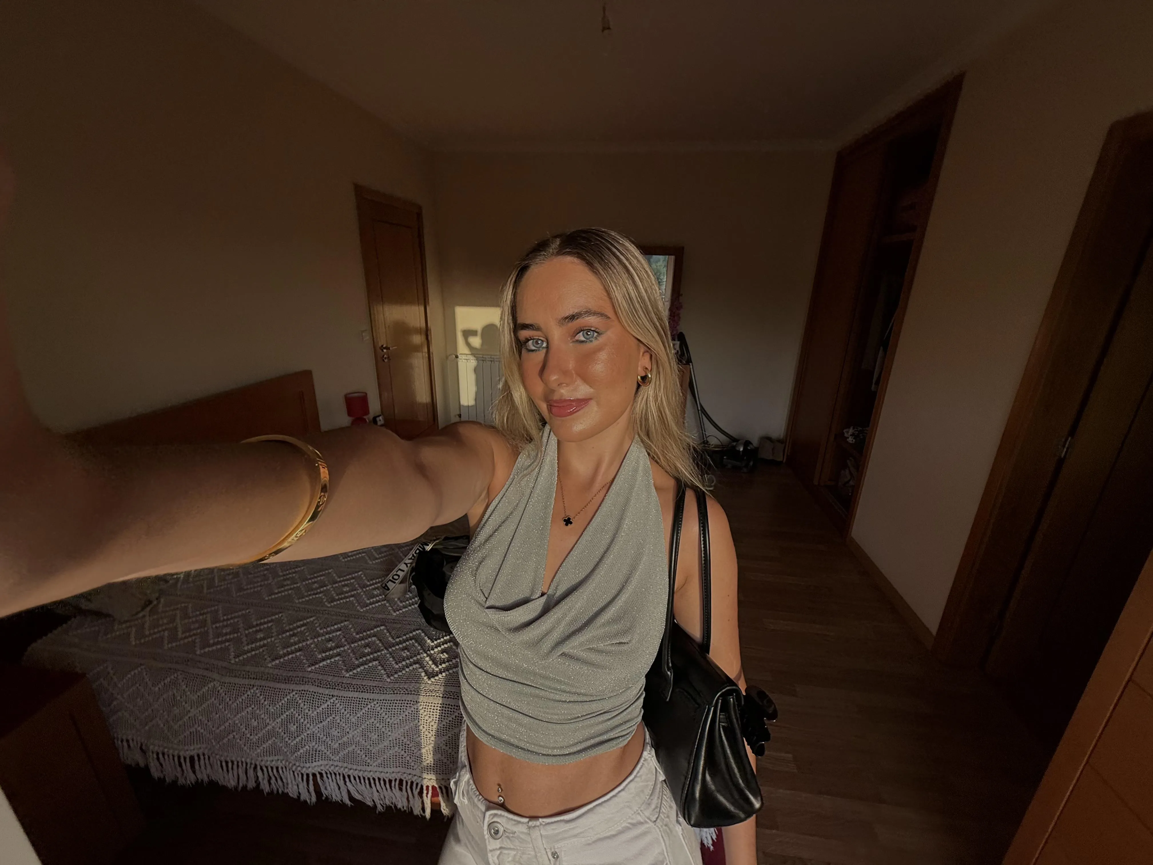 Hot blonde in green ;))