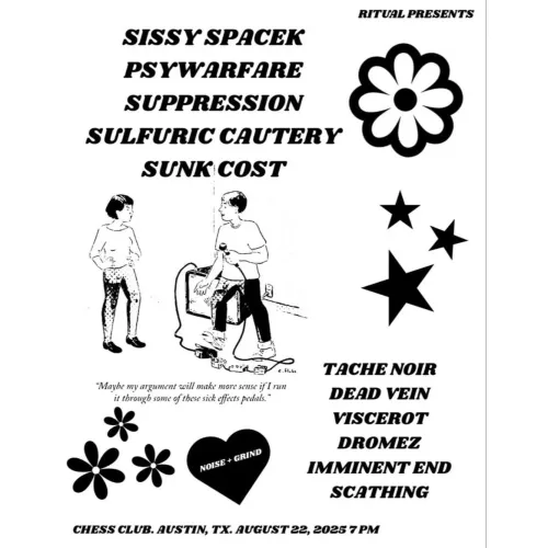 Sissy Spacek, Psywarfare, Suppression, Sulfuric Cautery, and Sunk Cost coming to Austin, Texas
