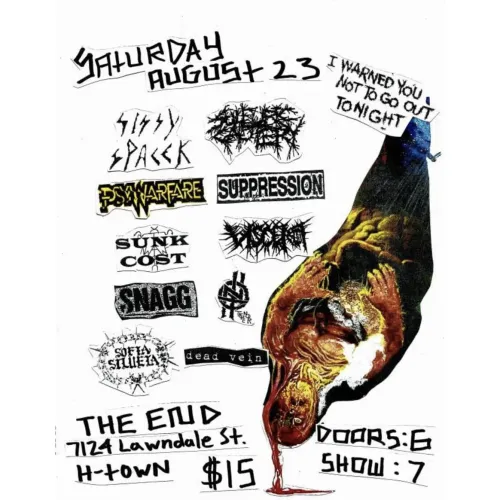 Sissy Spacek, Sulfuric Cautery, Psywarfare, Suppression, and Sunk Cost coming to Houston, Texas