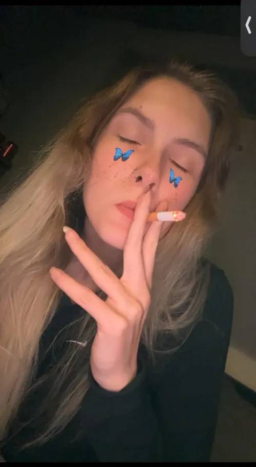 Eye’s closed, enjoying the cigarette 😌