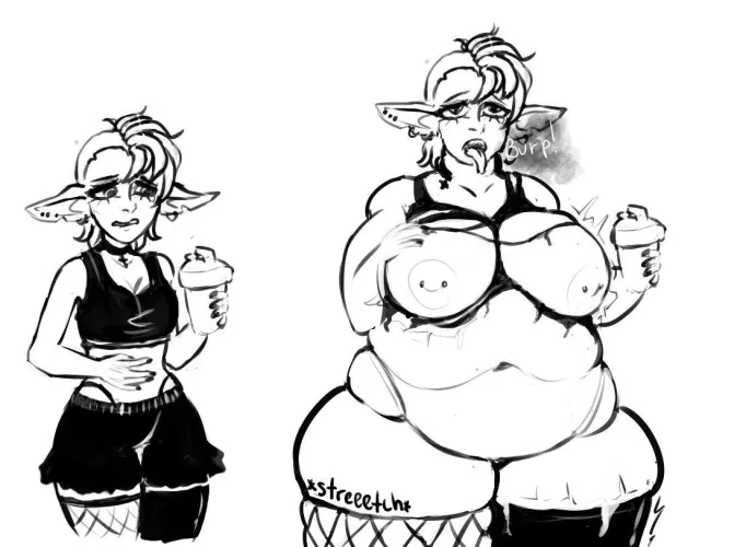 My sketch for a weight gain collab ych