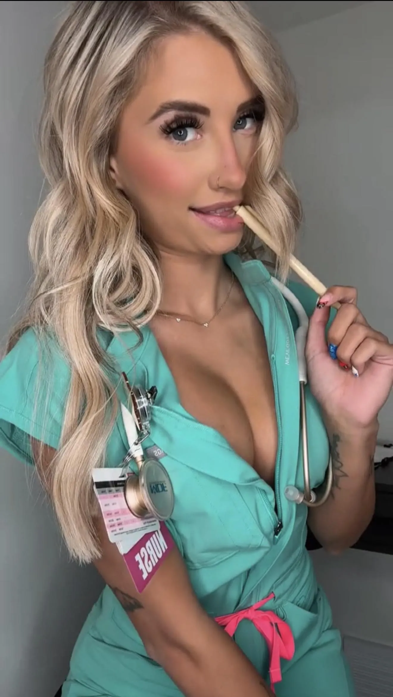 This uniform might say 'RN,' but tonight it stands for Really Naughty. 😇📋