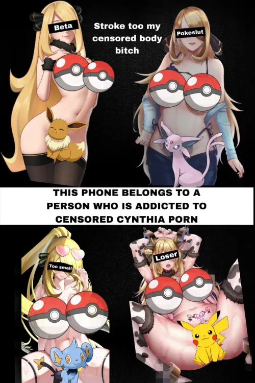 You lost a battle against Cynthia now you’ll get humiliated by her censored body. Enjoy beta’s! You know it by now! Let me know which character you want next!
