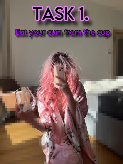 Aren't you my little cum eater? Now prove it and leave no drop, slut