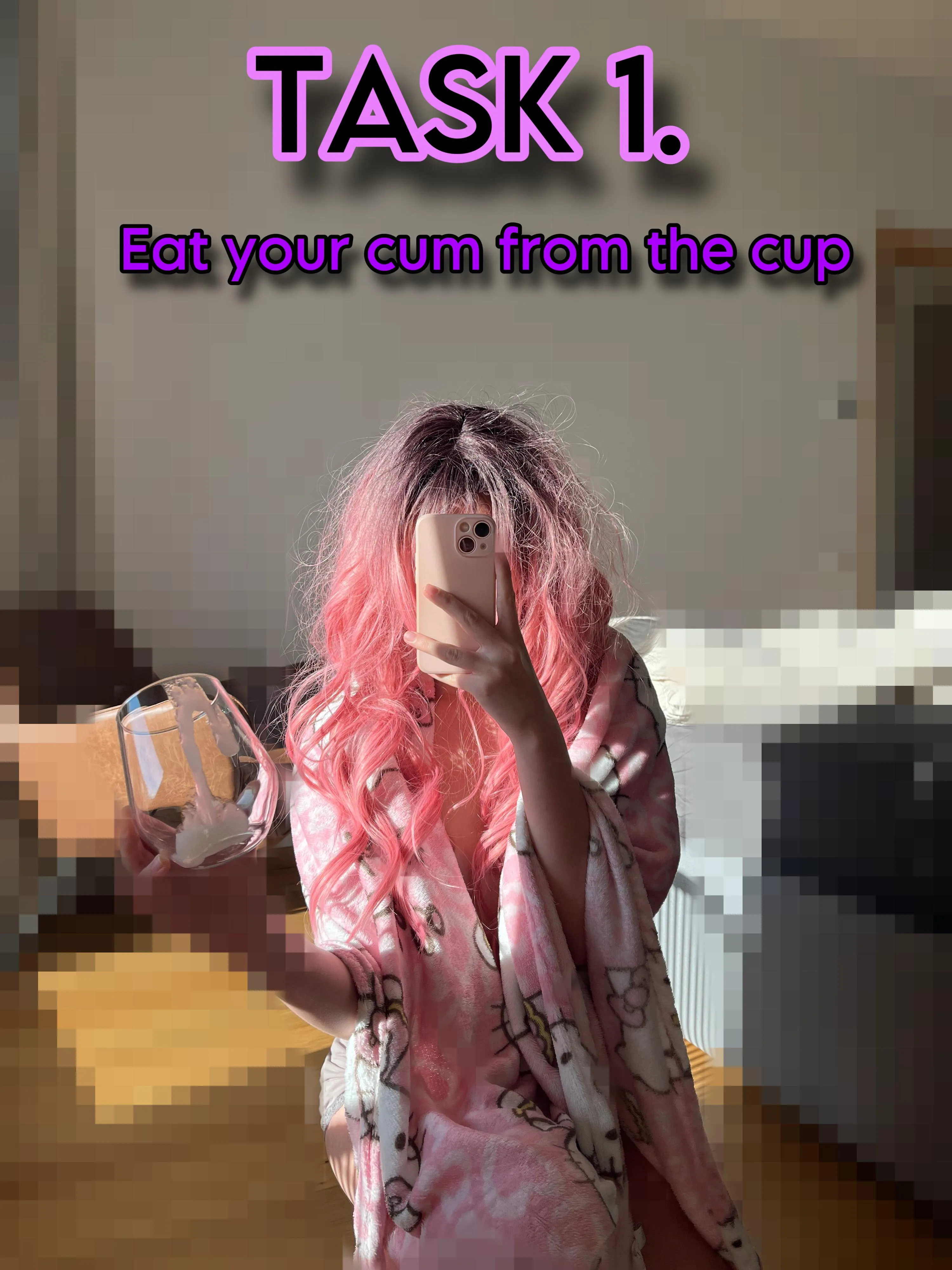 Aren't you my little cum eater? Now prove it and leave no drop, slut