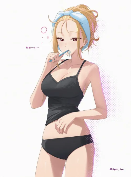 Brushing her teeth