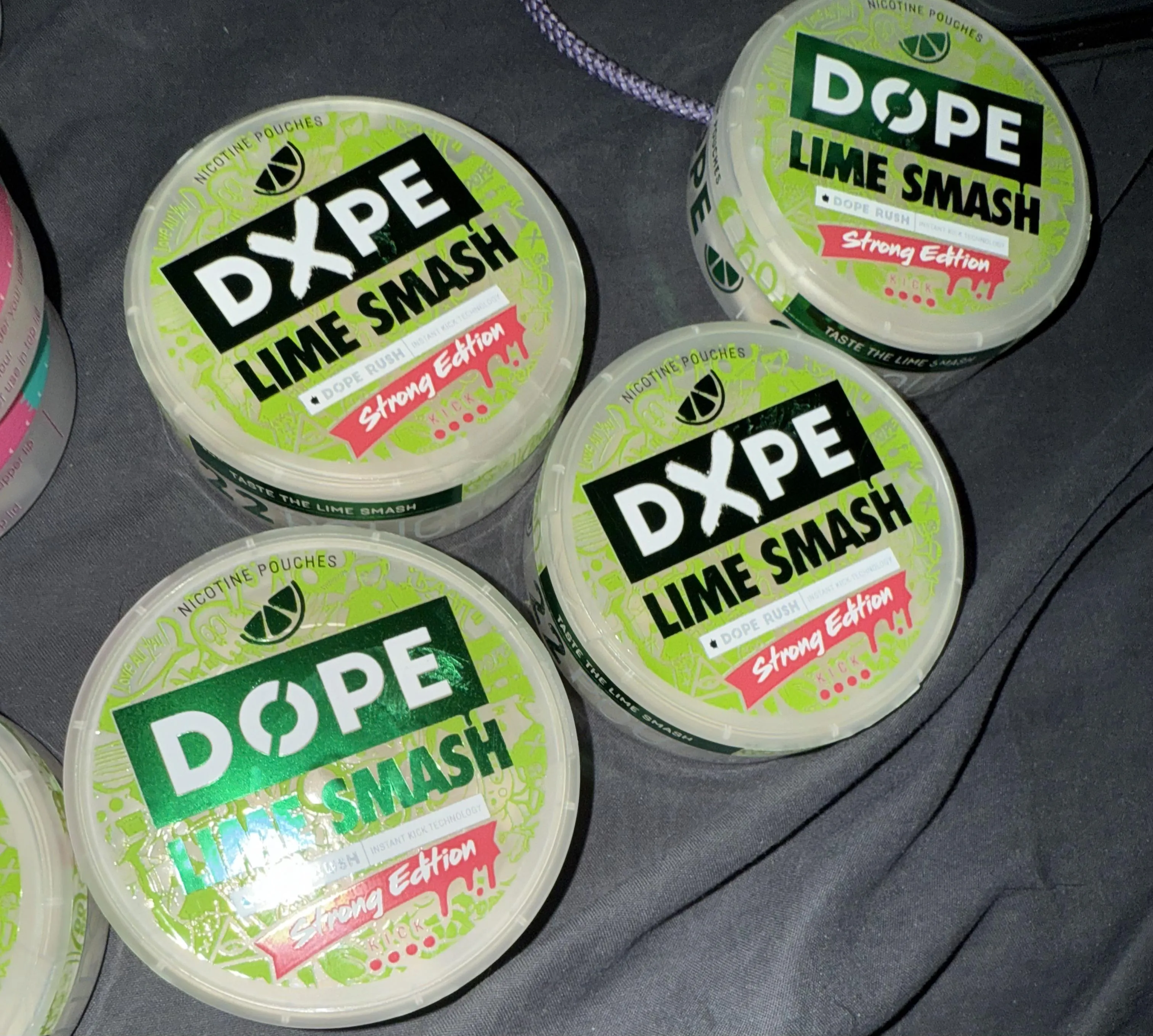 Dope lime with two different lid labels