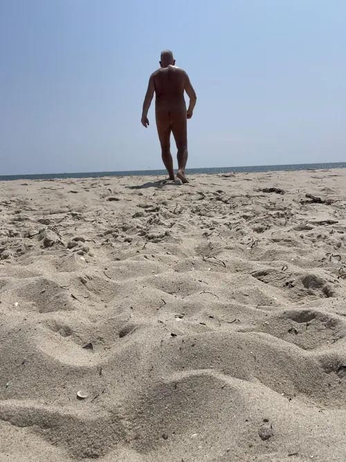 Enjoying the beach in the bright sun