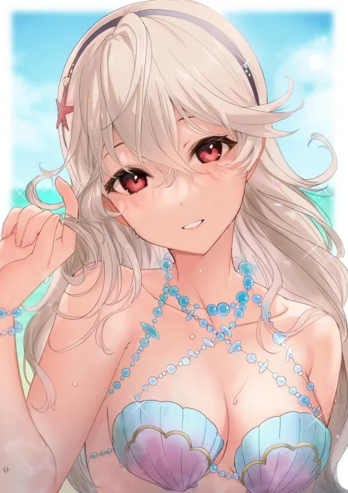 Female Corrin being cute in her seashell top [Haru]