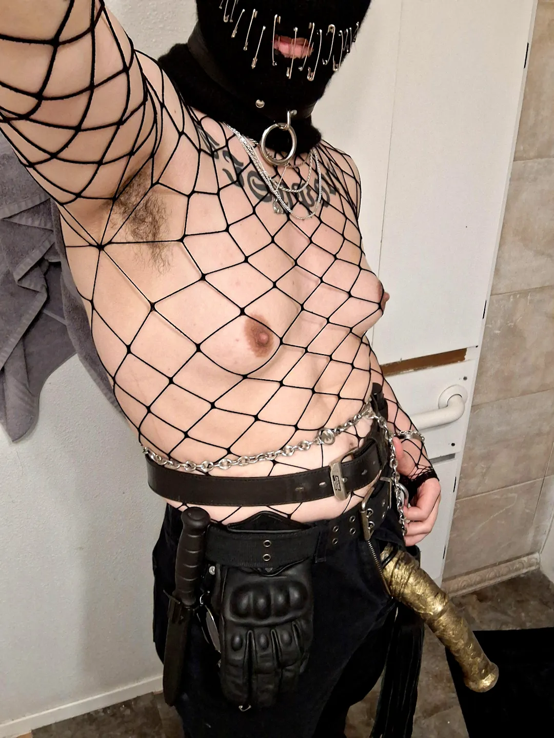 Hairy pits, muscle, suckable tits, huge cock and totally insane. What more do you need?