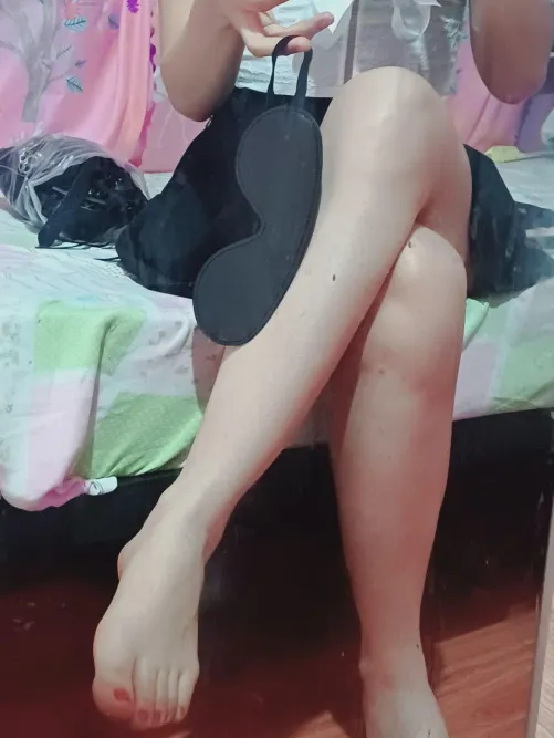 Put this on so mommy can start putting feet in your mouth, puppy