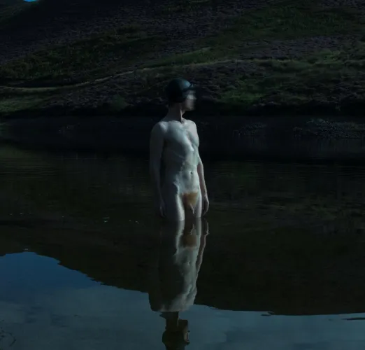 A moonlit early evening's swim