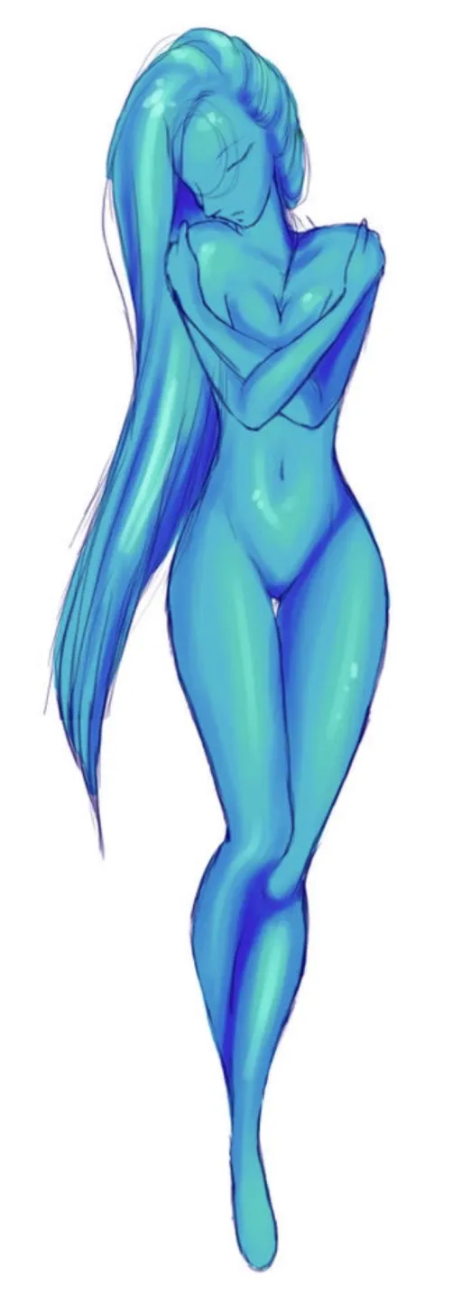 beautiful huge water Slime Girl