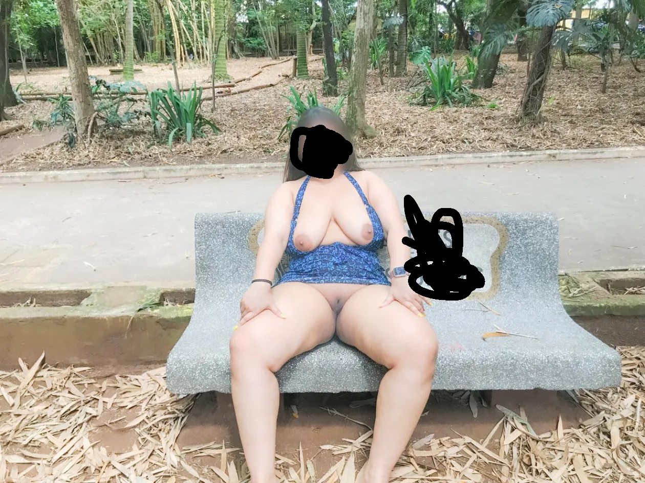 I took my wife out in a park without bra and panties and took them off. I was taking photos in such a way that she was looking around to see if there was anyone around.