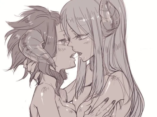 Lucy and Levy kiss… as demons (boz_kun) [Fairy Tail]