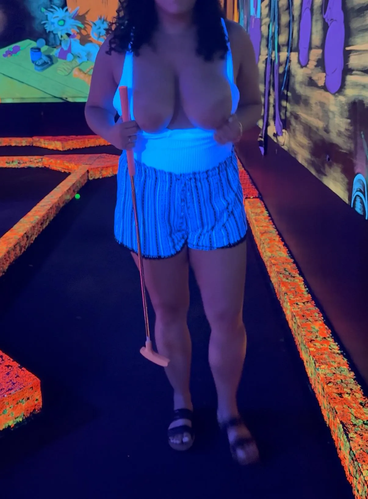 Tits out while I play some mini golf