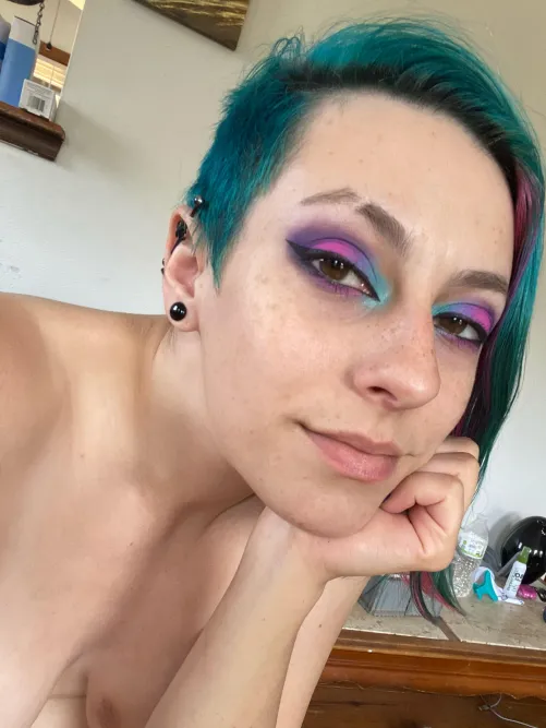 No lipstick or gloss—perfectly nude lips!