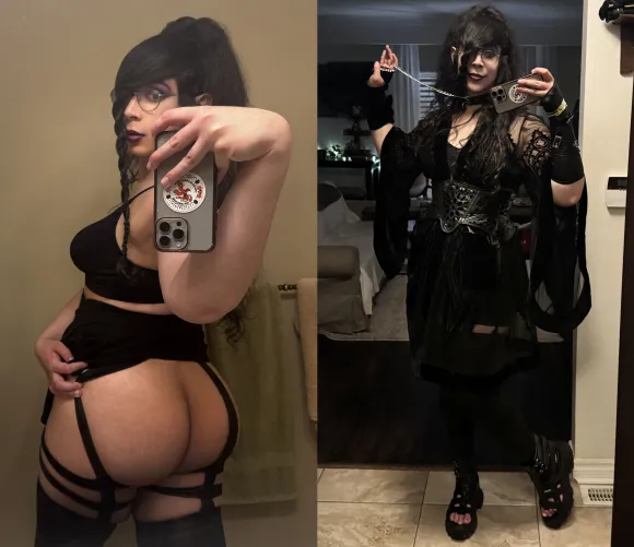 Okay okay okay, big content drop beginning either tonight or tomorrow, in the meantime can you BELIEVE how big my ass has gotten?? (Bonus outfit selfie before I took it off to get a good look at my big ass) 🍑🤪🖤