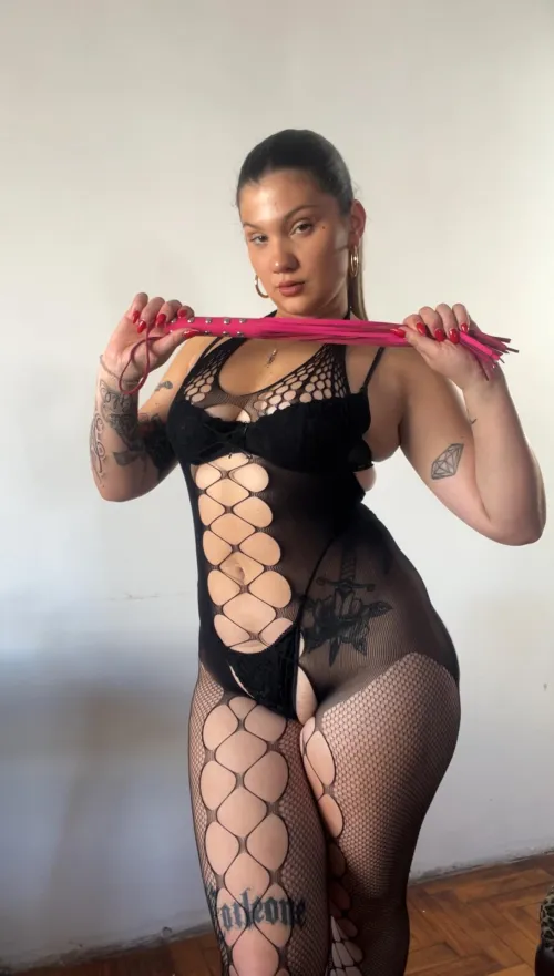 This fishnet bodystocking was made to trap weak little pets like you.