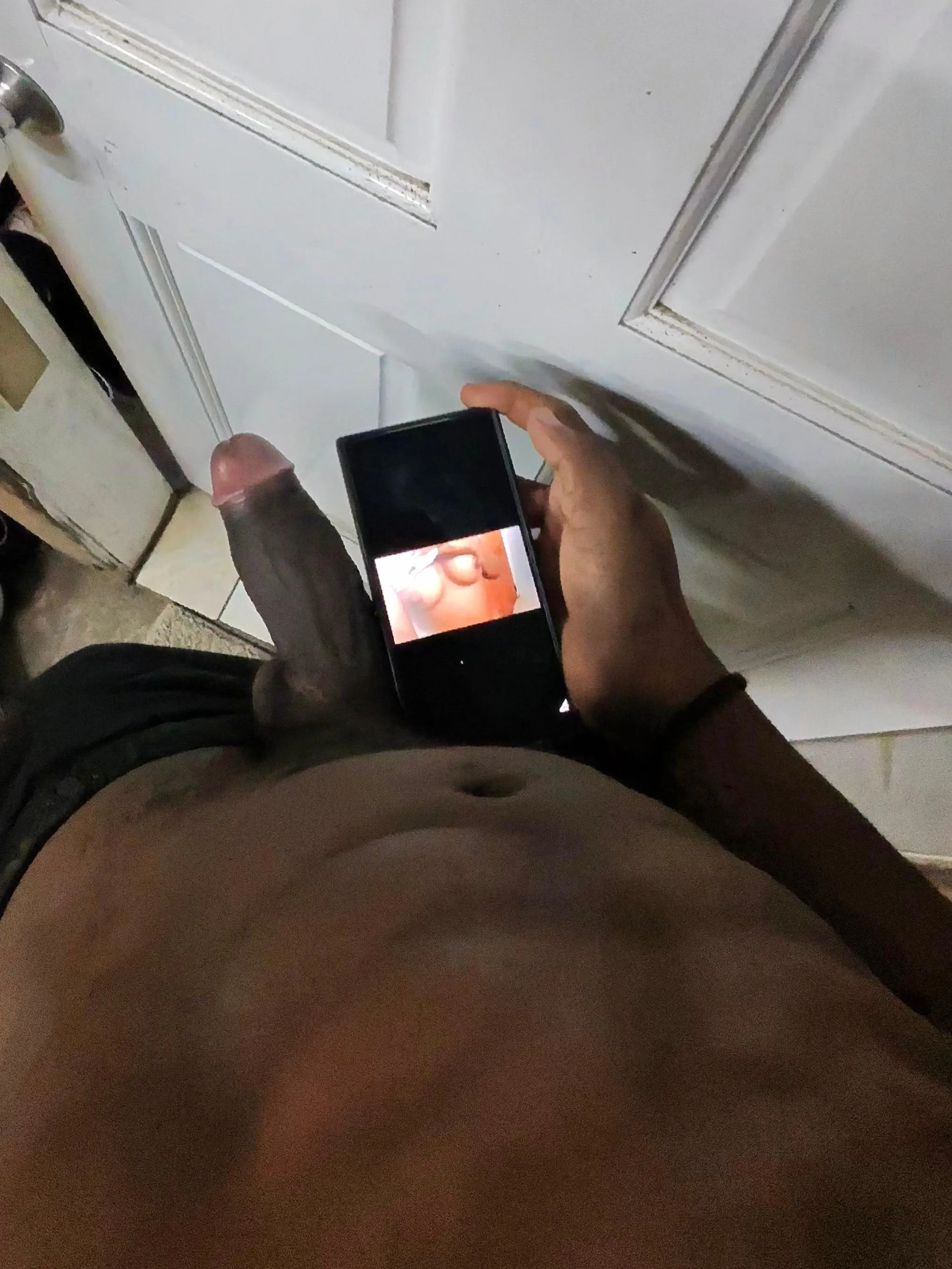 My soft cock vs 7 inch phone
