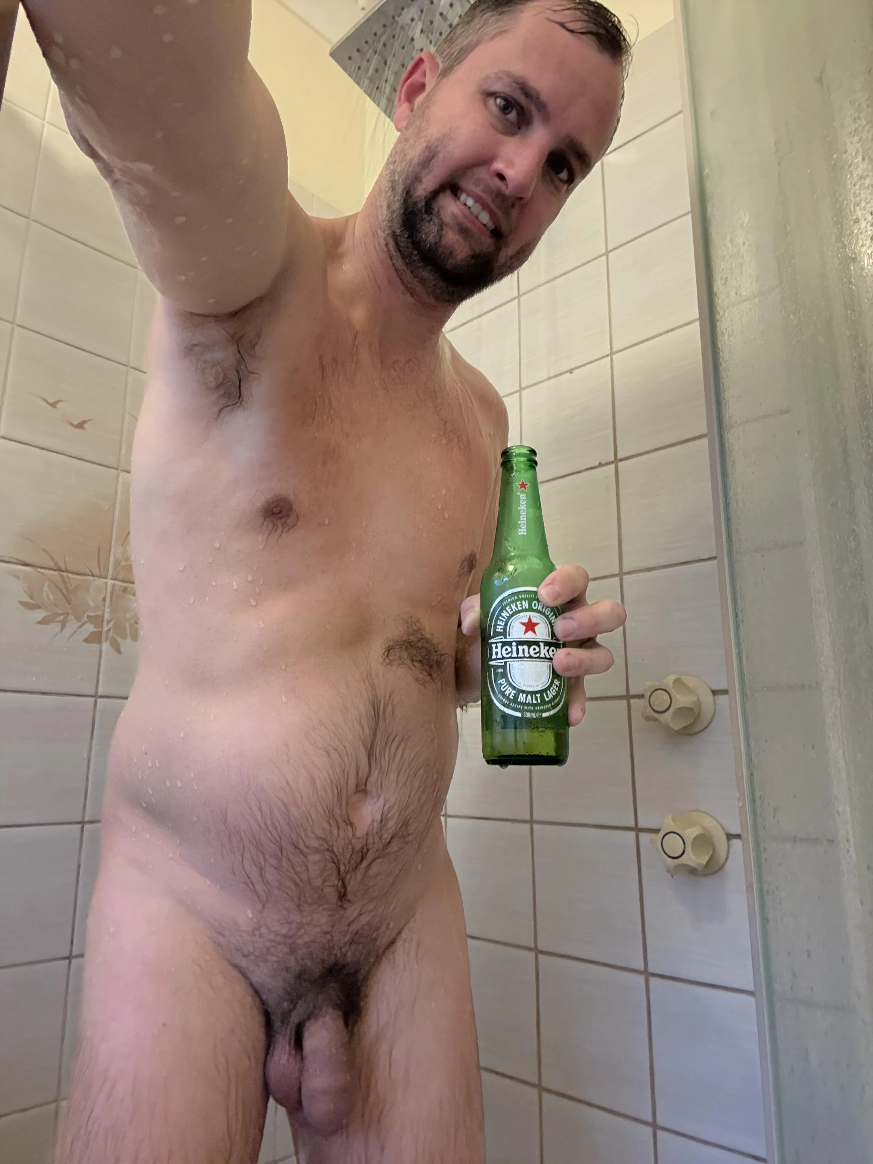 Unwinding with a shower beer
