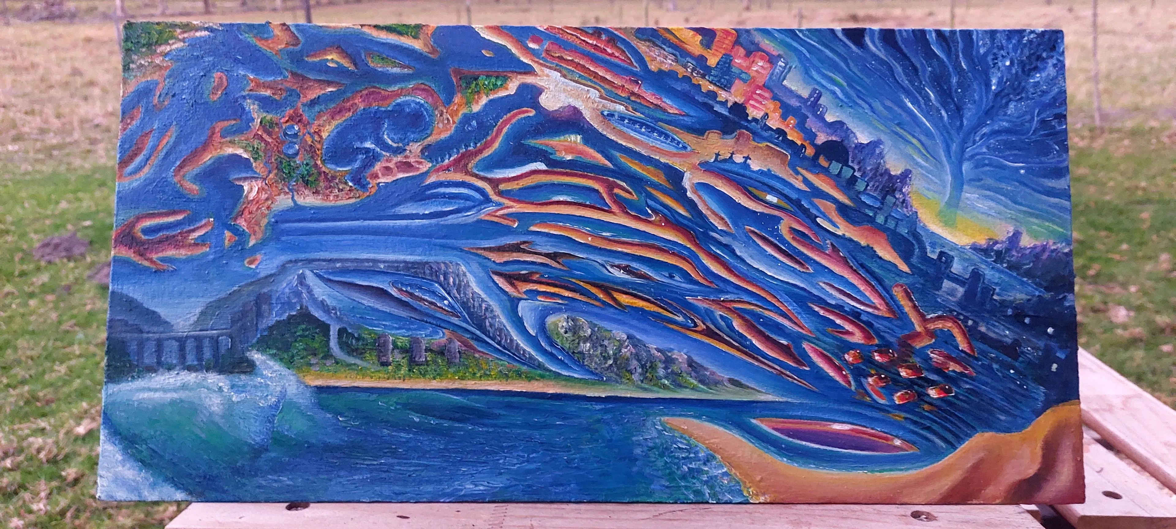 Inspired by a shroom trip where I sat on a hill watching dolphins and whales swim by