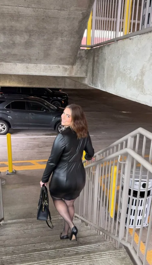 Nothing beats a leather dress paired with nylons and heels